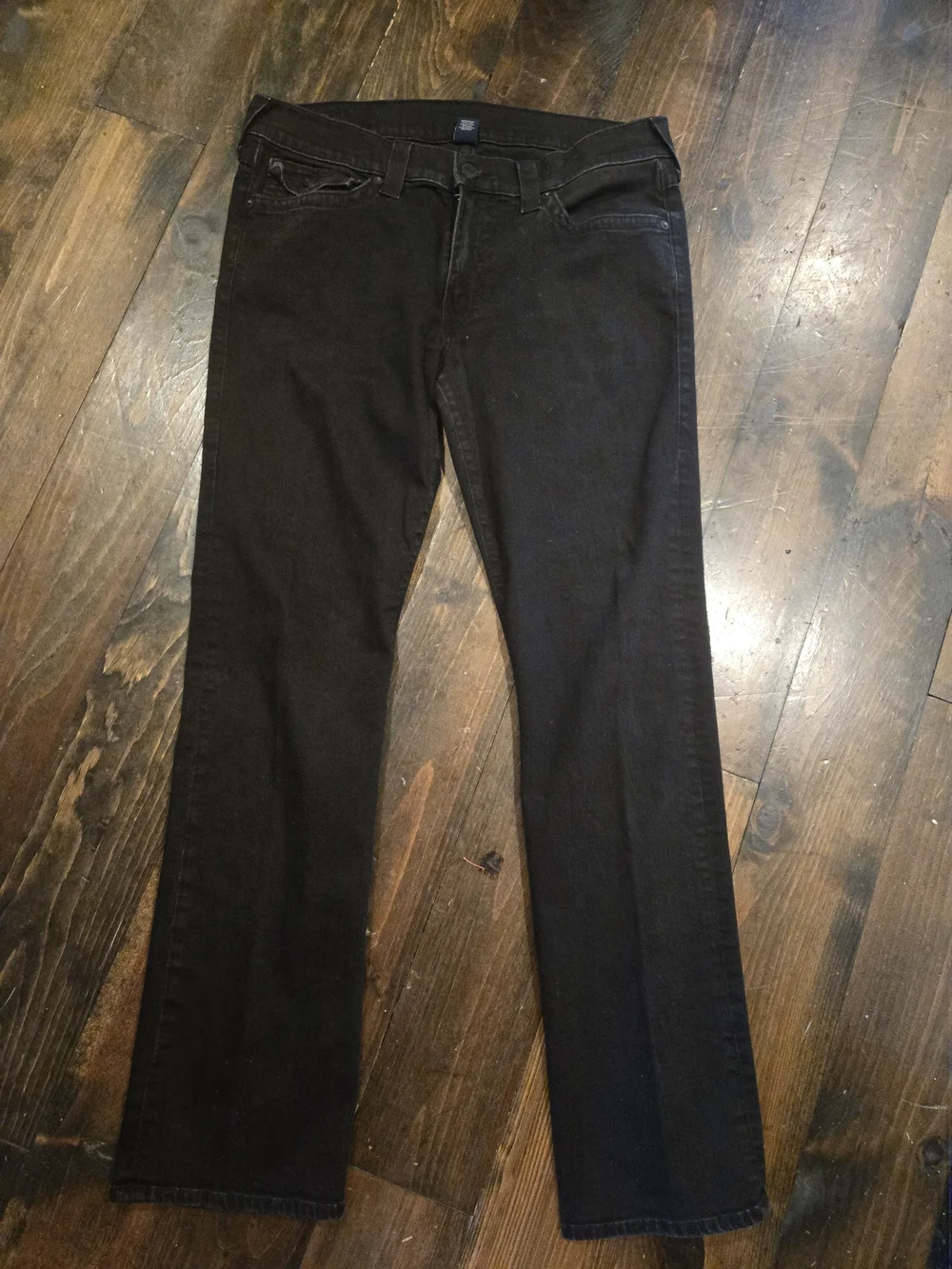 True Religion Ricky Straight Mens Size 36 Flap Pocket Black Monochromatic